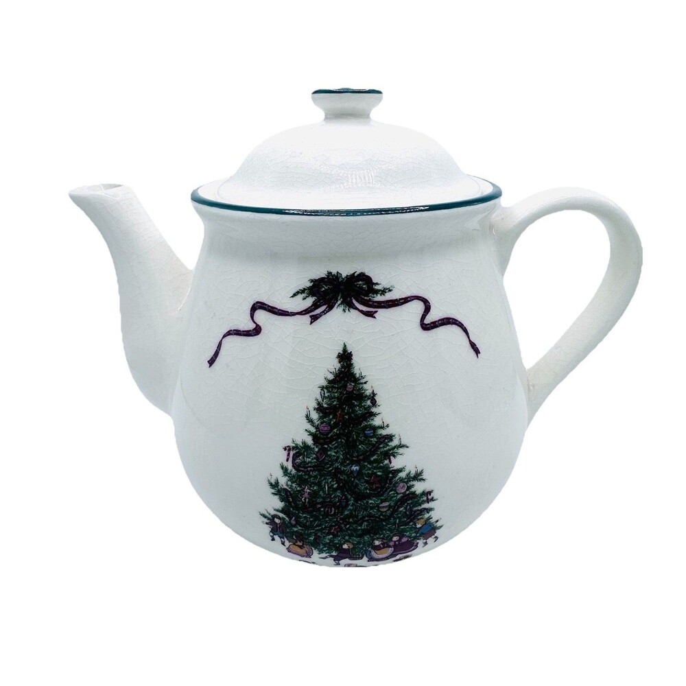 Vintage O’Tannenbaum Teapot The Cellar MPD 1992 Japan Christmas Crazing